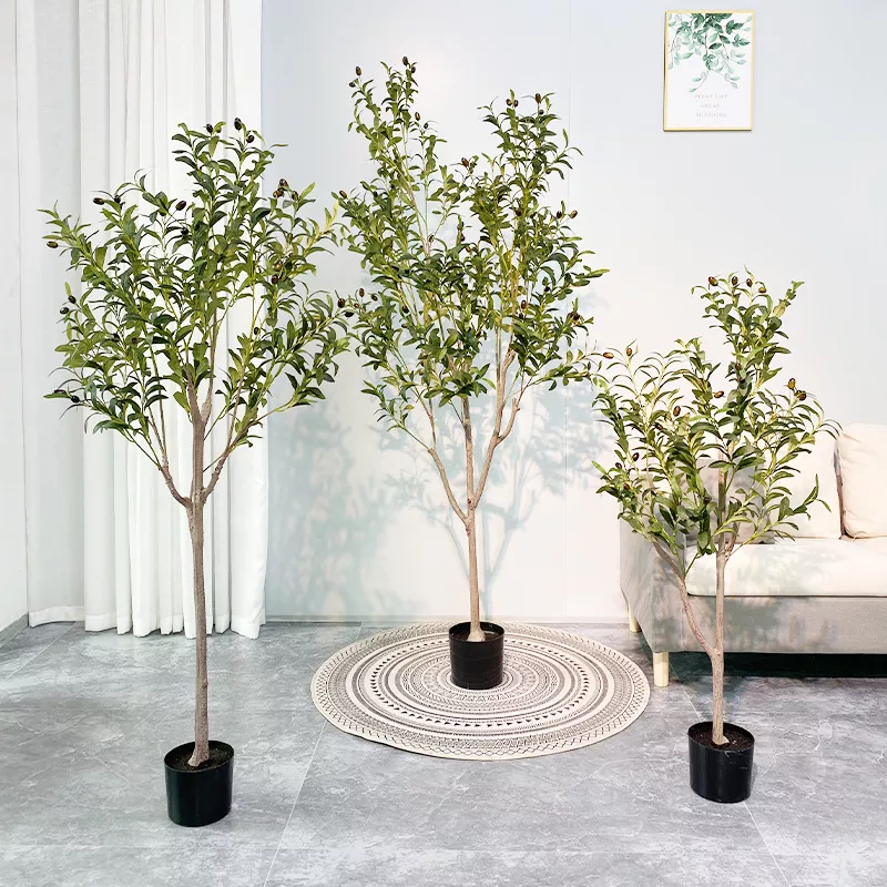 Artificial faux olive tree plant tall evergreen olive leaves tree pot plant for indoor decoration