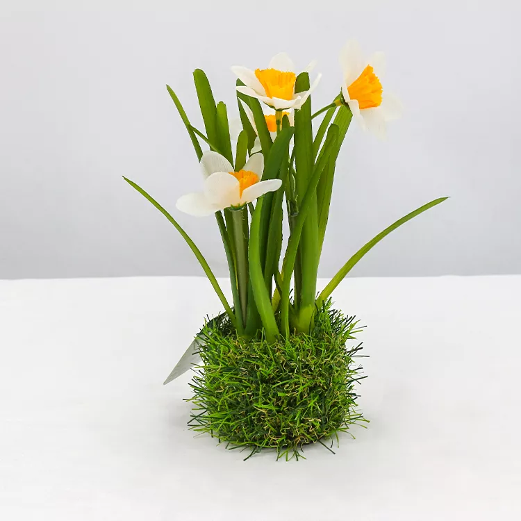 Artificial Flowers for Decoration Mini Office Decoration Lifelike Four Head Narcissus Flower
