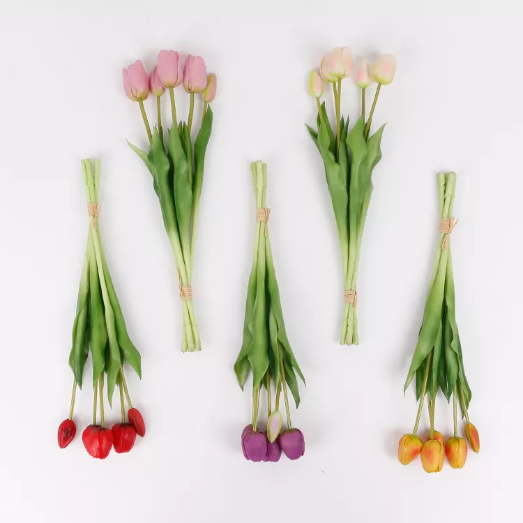 Artificial Flowers Tulips Silla Bunch Tulip Multiple Colour White Home Decoration Flowers Real Touch