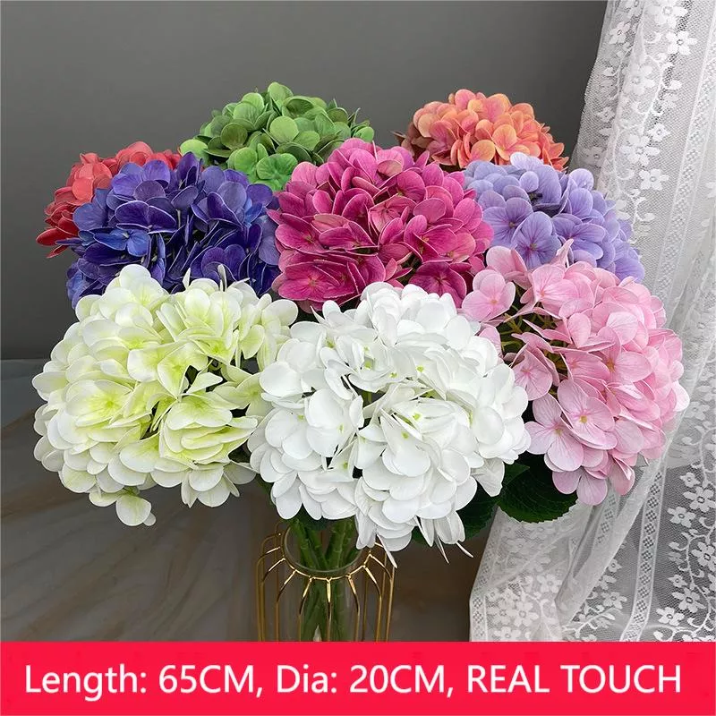 3D Real touch silk hydrangea artificial flower color big leave for wedding decor
