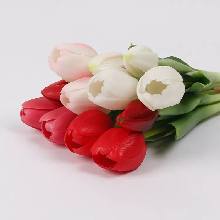 Hight Quantity Tulips Bunch Tulip Bonsai Wholesale Home Decoration Flowers Real Touch PU Artificial