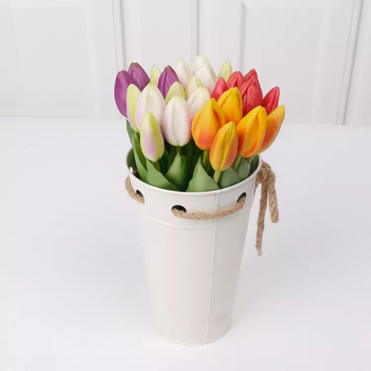 Ornamental Wedding Flower Lifelike Tulip Bouquet Decoration Artificial Bunch Flower PU Tulip Single