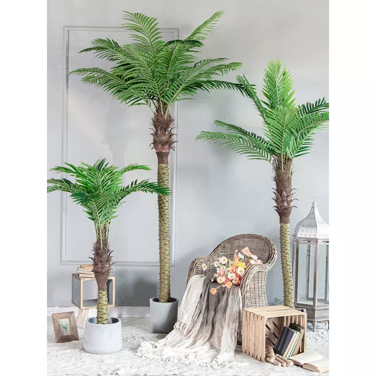 European Ins Hot Style Decoration Artificial Potted Plant Tall Palm Plant Bonsai Palm Tree for Hotel
