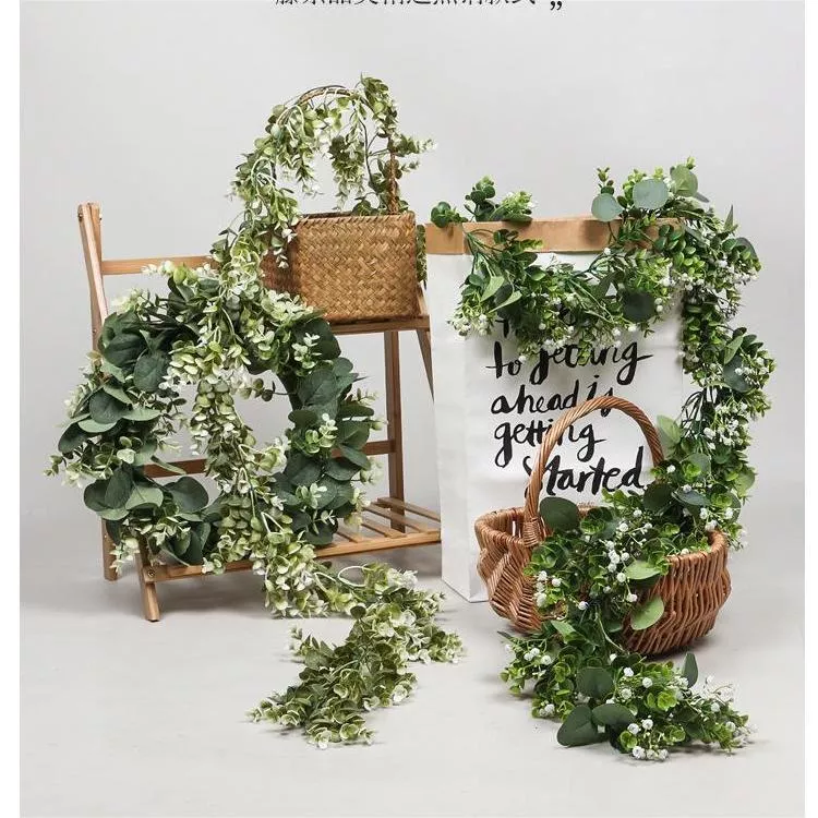 Amazon Hotsale Artificial Hanging Grass Plants Indoor Outdoor Decor Plastic Hanging Rattan Wholesale