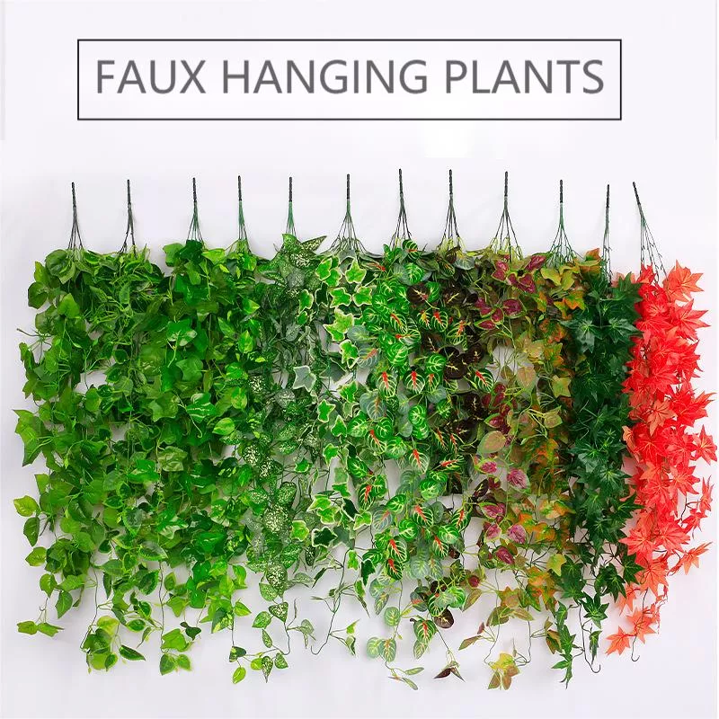 Artificial green plant wall hanging simulation climbing green hanging plants basket faux vine