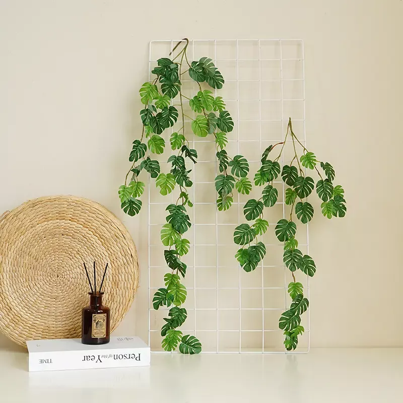 Artificial Monstera Garland for wall decor wholesale Leaf Rattan Faux Greenery Monstera